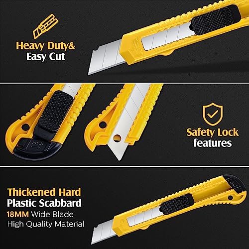 100 Pcs Box Cutter Retractable 18mm Blade for Office Craft Home