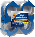Duck High Performance Clear Packing Tape Dispensers - 4 Rolls of HP260 Strong Packaging Tape for Shipping, Moving, Mailing & Storage Boxes - 3" Core, 1.88 Inch x 60 Yards, Clear (847667)
