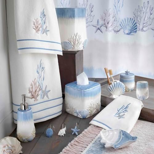 Avanti Linens - Accessory Set, Resin Tumbler, Toothbrush Holder, Soap Dish & Lotion Pump, Durable Bath Decor (Abstract Coastal Collection)