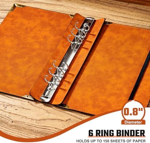 Ovesmusl PU Leather A5 Binder 6 Ring Refillable Journal Cover 6.8”x9.2”