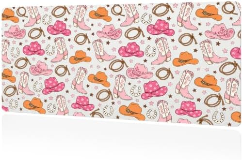 Pink Western Cowgirl Boots Desk Mat Large Gaming Mouse Pad