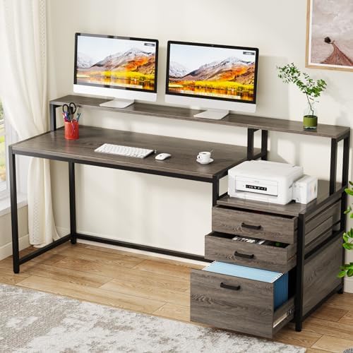 Tribesigns 63 Inch Computer Desk with File Drawer Cabinet, Home Office Desk