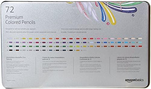 Amazon Basics Colored Pencils for Coloring and Drawing, Premium, Soft Core, Back to School Supplies, 72 Count (Pack of 1), Multicolor