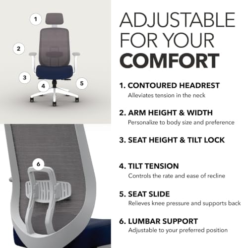 HON Altern Ergonomic Office Chair, Office Desk Computer Chair, Indigo