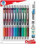 Pentel EnerGel RTX Retractable Liquid Gel Pen, (0.7mm) Medium Line, Metal Tip, Assorted Ink, 10-Pk (BL77BP10M)