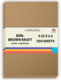 200 Brown Kraft Fiber 80# Cover Paper Sheets - 4.25" X 5.5" (4.25X5.5 Inches) Quarter Letter Size - Rich Earthy Color with Natural Fibers - 80lb/Pound Cardstock - Smooth Finish