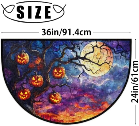 Moon Tree Half Round Door Mat Non Slip Washable Semi Circle Area Rug Absorbent Soft Half Moon Rug Floor Mat for Indoor Outdoor Kitchen Bathroom Patio Front Door Mat Decor