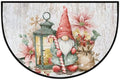 Christmas Vintage Gnome Half Round Door Mat, Non-Slip Welcome Indoor Entrance Way Rug Semi Circle Front Doormats Washable Bathroom Kitchen Floor Mat, Outdoor Rugs for Garage, Patio, Hearth Rug