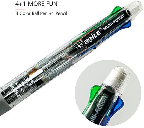 Baile Grip 4+1, 4 Colors 0.7 mm Ballpoint Multi Pen and 0.5 mm Pencil With Eraser In Cap
