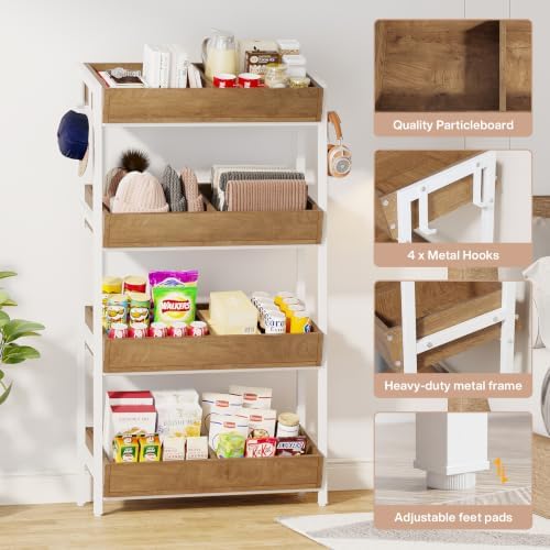 Tribesigns Wood Fruit and Vegetable Basket Stand,Onions and Potato Rack