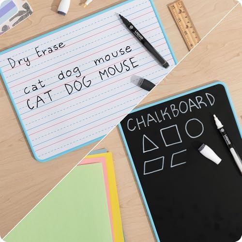 U Brands Mini Dry Erase Board for School, 1 Count Double Sided Ruled - Blue