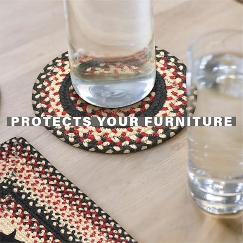 Homespice Gloucester Braided Trivets for Primitive Decor, Round 8" Set of 6