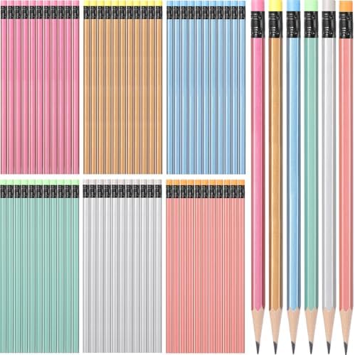 TecUnite 120 Pcs HB Pencils #2 Unsharpened Wood Cased Pencils with Eraser Hexagonal Pencil Cute Graphite No 2 Pen for Adults Gifts Exam School Office Sketching Learning (Multicolor)