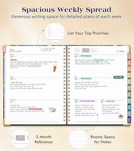 Academic Planner 2026-2027, Hardcover Weekly and Monthly Calendar Planner from July 2026 - June 2027, 6.1" x 8.2" A5 Daily Agenda with Tabs, College School Organizer for Student Teacher, Cosmic Tree of Life