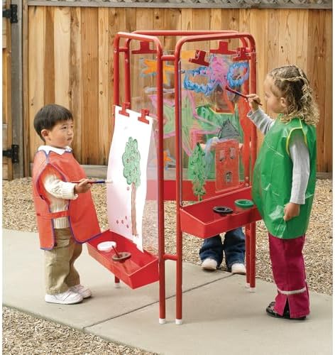Colorations 3-Way Easel with Acrylic Panels for Multiple Children | Three Art Panels, Non-Rust Frame, Indoor/Outdoor Use, Easy to Clean, Kids' Standing Easel