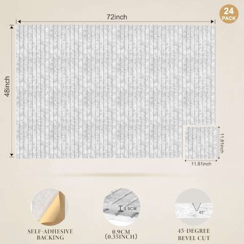 JBER Large Cork Board Alternative 72" x 48" - 24 Pack Self-Adhesive Felt Bulletin Board Tiles, Pin Board Vision Board for Walls, Office & Home Decor(Silver Gray)
