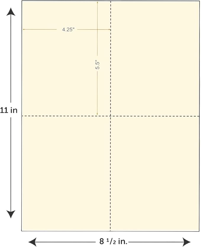 Limited Papers (TM) 8.5x11 Perforated Paper, 20/50 Pound, 75 GSM, Variety of Perforation Sizes and Colors, for Forms, Tickets, Postcards, Business Cards. (Blue, 4 up – 1 Hor. & 1 Ver.)