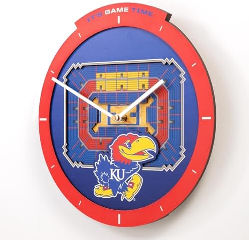 YouTheFan NCAA Kansas Jayhawks StadiumView 3D Wall Clock