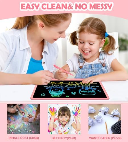 LCD Writing Tablet Doodle Board,16 Inch Colorful Drawing Pad for Kids,Mess Free Coloring for Toddlers Toys Gifts for 3 4 5 6 7 8 Year Old Girls Boys Home School Office Handwriting Tablet -Pink