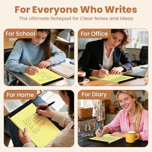12pcs Legal Pads 8.5 x 11, Perforated Yellow Notepad 8.5x11, 50Sheets/Pad