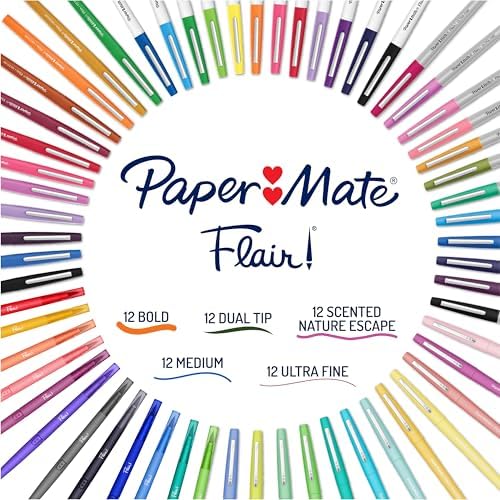 Paper Mate Flair Felt Tip Pens Ultimate Pack, Features 5 Different Types of Pens, Creative Fun, Classroom Essentials, Teacher Supplies, Arts & Crafts, 60 Count (Pack of 6)