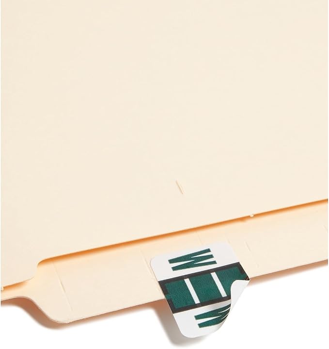 Smead BCCR Bar-Style Color-Coded Alphabetic Label, W, Label Roll, Dark Green, 500 Labels per Roll, (67093)