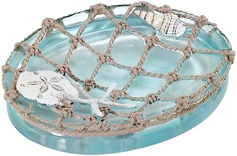 Avanti Linens - Soap Dish, Resin Countertop Soap Holder, Beach Inspired Bathroom Accessories (Seaglass Collection)