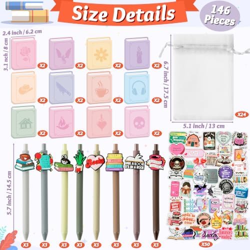 Laffact Books Shaped Sticky Notes, 146Pcs with Stickers Ballpoint Pens Bulk
