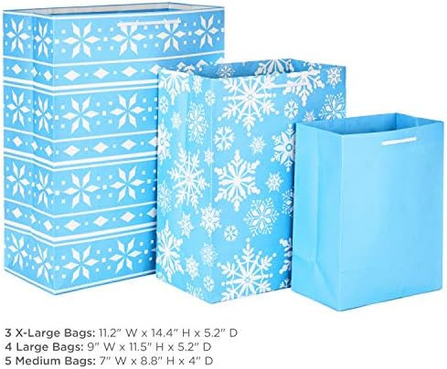 Hallmark Christmas Gift Bags, Assorted 12-Pack (Red, Green, Blue)