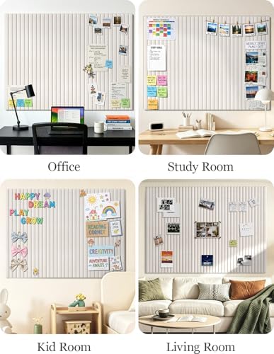 Felt Bulletin Board Tiles 48" x 36", Large Pin Board Wall Organizer Alternative, Self Adhesive Felt Wall Panels with 50 Push Pins & Storage Pouch for Office, Bedroom and Study Room, Oatmeal