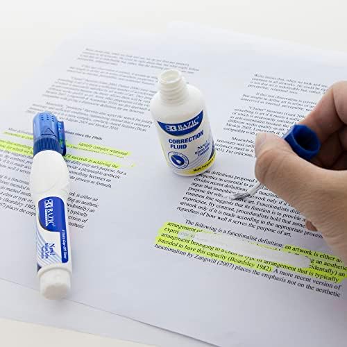 BAZIC PRODUCTS Correction Pen & Fluid Set, Metal Tip, White, 2 Pk, 2-Pack