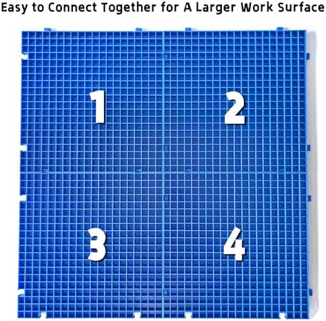 Stained Glass Cutting Mat，12" x 12" Solid Bottom Grid Mat Glass Cutting Tools, Blue, 1 Pack