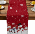 Christmas Snowman Red Table Runner Dresser Scarf 13 x 60 Inch Cute Xmas Snowman Snowflakes Winter Table Runners Non-Slip Heat Resistant Kitchen Dining Table Decor for Home Holidays Indoor Outdoor