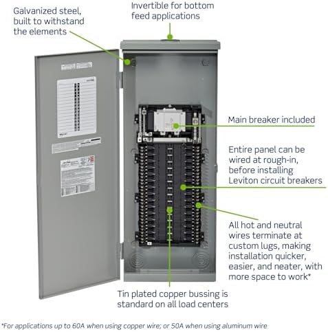 Leviton 30 Space Outdoor Load Center with 150A Main Circuit Breaker, LR315-BDD