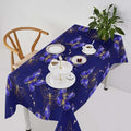Dark Purple Butterfly Tablecloth, Luxury Golden Blue Purple Butterfly Print Table Cloth for Outdoor Patio Party Picnic Wedding Indoor Kitchen Dinner Table Decor 60x90in