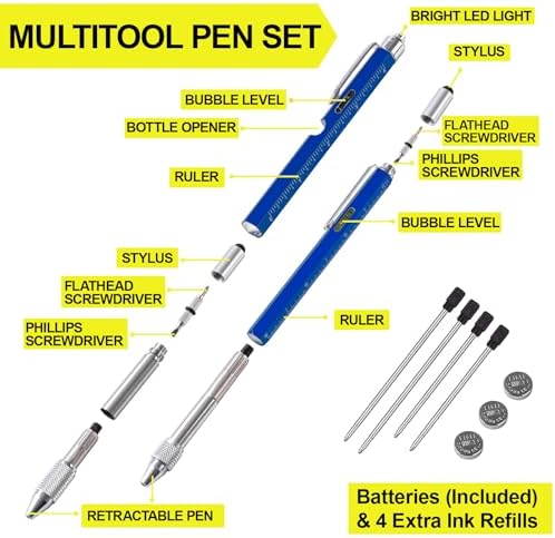 11 in 1 Multitool Pen Set, Blue, 2 Pack