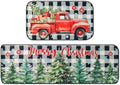 Christmas Decorations Indoor Christmas Kitchen Bathroom Door Mat Anti-Slip and Washable Winter Rubber Christmas Tree Door mat for Both Indoor and Outdoor use 16x28 and 16 * 48Inch (red)