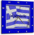 3dRose Wall Clock Silent - 15 inch - Image of Greek Independence Day, Greek Flag, Blue - Greek Independence Day Design