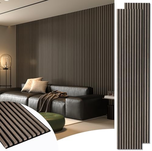 Art3d 108 x 12 in 3D Fluted Soundproof Wood Slat Wall Panel, 2-Pack, Walnut