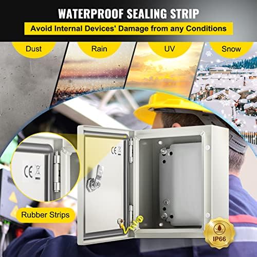 VEVOR NEMA Steel Enclosure, 10" x 8" x 6" NEMA 4X Steel Electrical Box,IP66 Waterproof & Dustproof,Outdoor/Indoor Electrical Junction Box,with Mounting Plate