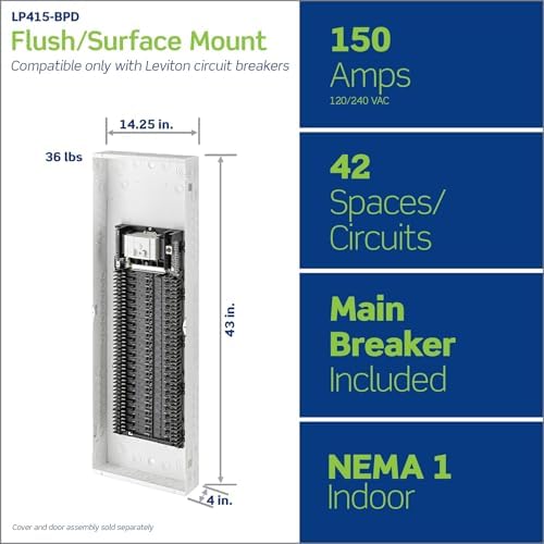 Leviton 42 Space, 42 Circuit Indoor Load Center with 150 Amp Main Circuit Breaker, LP415-BPD