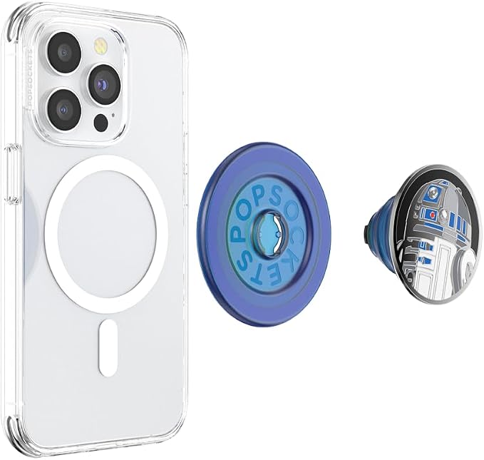 PopSockets Phone Grip for MagSafe, Magnetic Holder- Enamel R2D2 | Removable, For Kindle / Android / iPhone, With Magnet, Star Wars, Grogu, Men, Boys