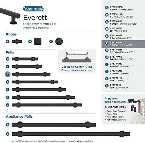 Amerock 5-1/16" Everett Matte Black Drawer Pull