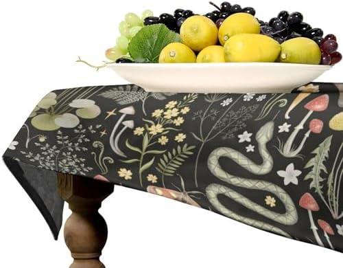 Retro Forest Curtains, Fairy Tale Woodland Wild Animals Moths Owl Snake Cartoon Flowers Mushroom Farmhouse Holiday Tablecloths for Home Kitchen Party Dinner Decor 55x75in