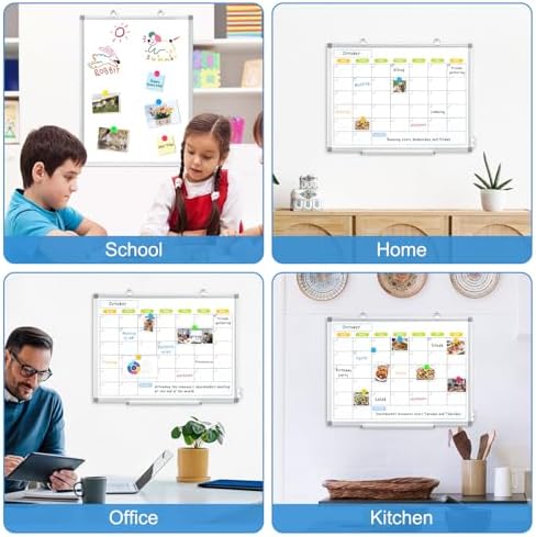 Dry Erase Calendar Whiteboard for Wall, 24" x 18" Monthly White Board