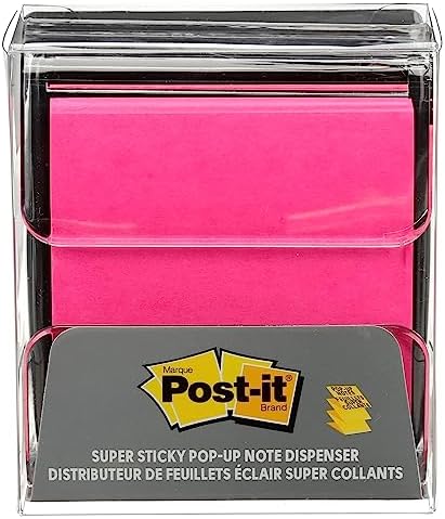 Post-It Pop-up Notes Dispenser, 3x3 in, Black Base Clear Top, Pack Includes a 45-Sheet Pad (WD-330-BK) (Pack of 6)