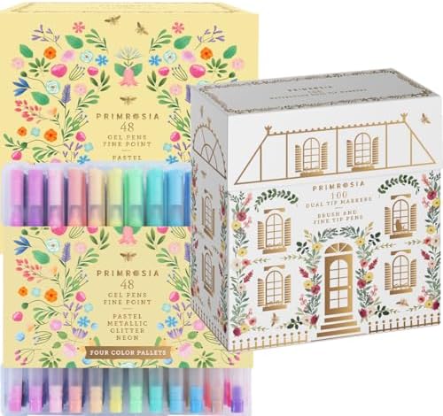 Primrosia Ultimate Coloring Duo – 48 Gel Pens + 100 Dual Tip Markers