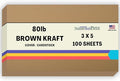 100 Brown Kraft Fiber 80# Cover Paper Sheets - 3" X 5" (3X5 Inches) Photo|Card|Frame Size - Rich Earthy Color with Natural Fibers - 80lb/pound Cardstock - Smooth Finish
