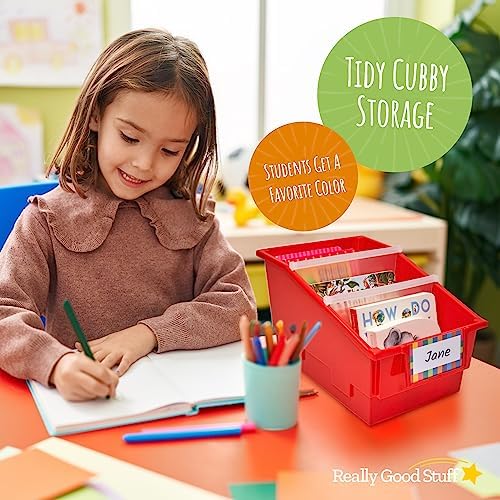 Really Good Stuff Rainbow Chapter Book Classroom Library Bins with Dividers