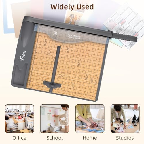 Firbon 12 Inch Wood Guillotine Paper Cutter, Heavy Duty Paper Trimmer